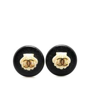 CHANEL Authentic Black Logo Earrings
